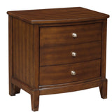 Wooden Nightstand With 3 Spacious Drawers And Knobs, Brown