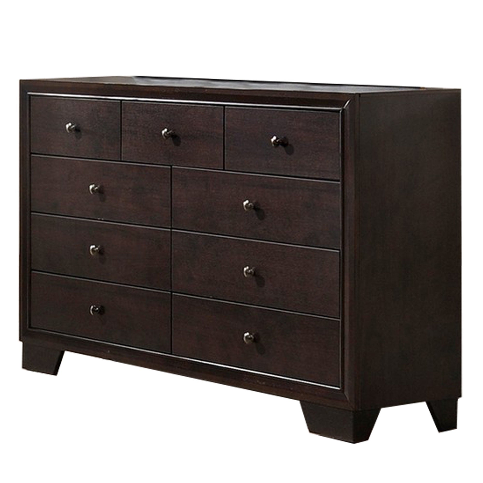 Wooden Dresser With 9 Spacious Drawers, Brown