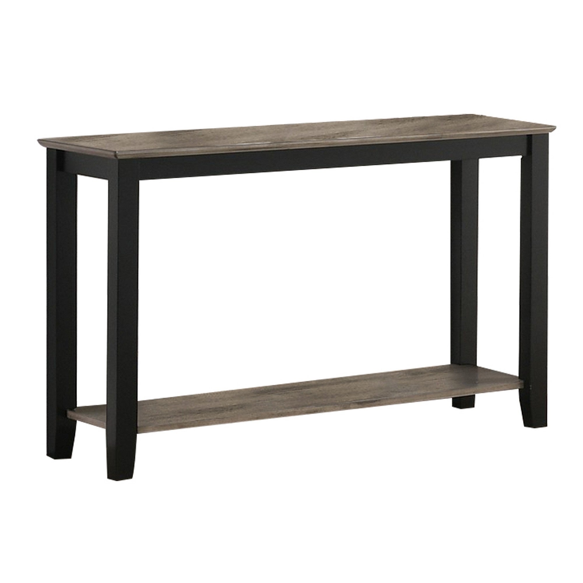Wooden Console Table With One Open Shelf, Black And Gray