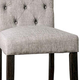 Side Chair With Button Tufted Backrest, Set Of 2, Gray