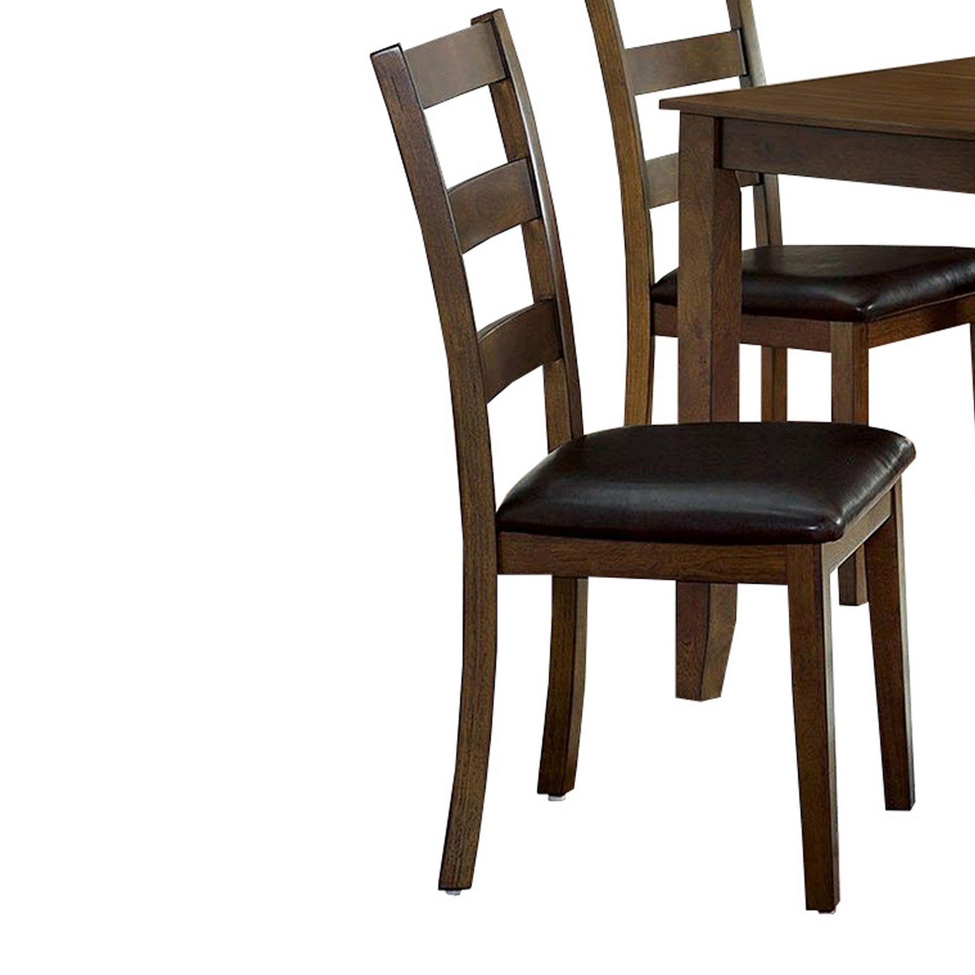 5 Piece Dining Table Set With Leatherette Seating, Brown