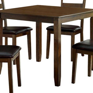 5 Piece Dining Table Set With Leatherette Seating, Brown
