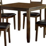 5 Piece Dining Table Set With Leatherette Seating, Brown