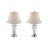 Table Lamp With Semi Fluted Glass Base, Set Of 2, Off White