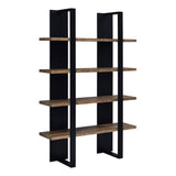 Bookcase With 4 Tier Shelves And Wooden Frame, Brown And Black