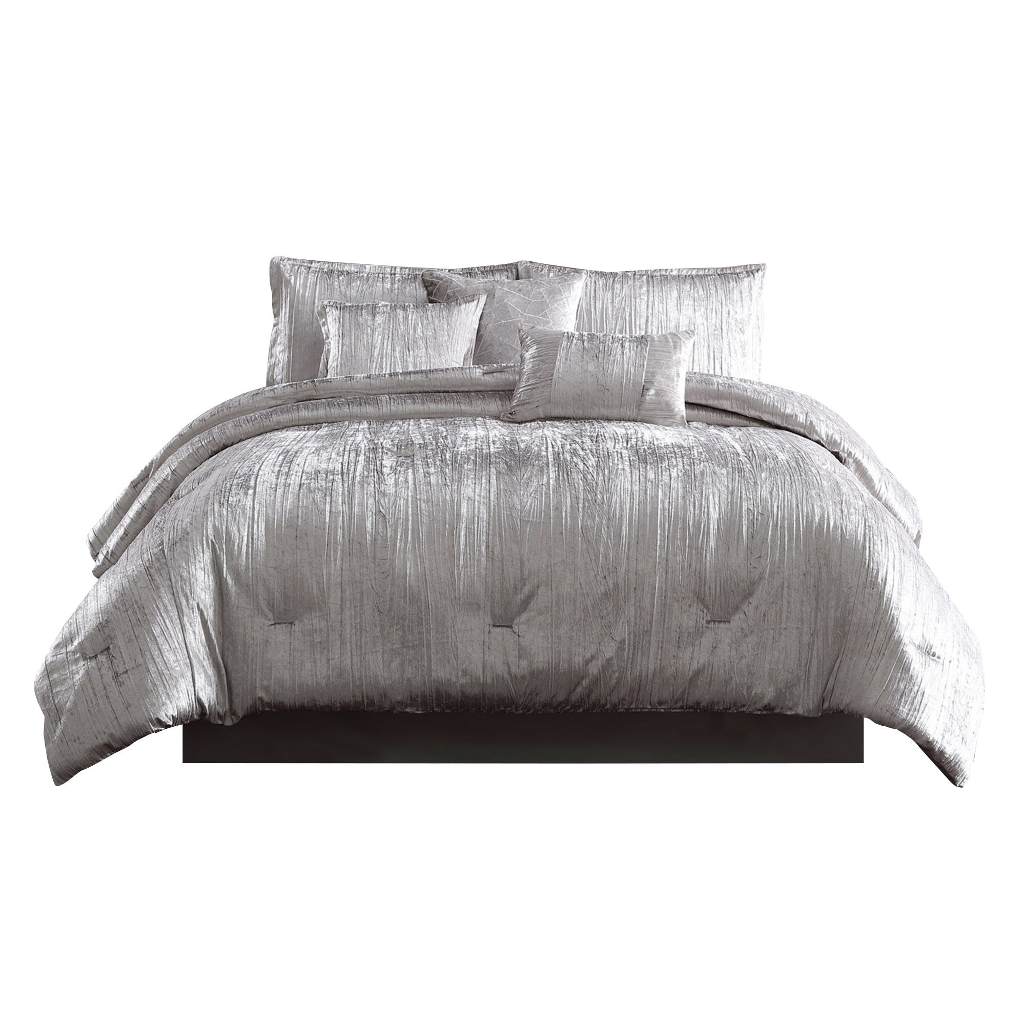 6 Piece Twin Comforter Set With Shimmering Appeal, Silver
