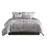 6 Piece Twin Comforter Set With Shimmering Appeal, Silver