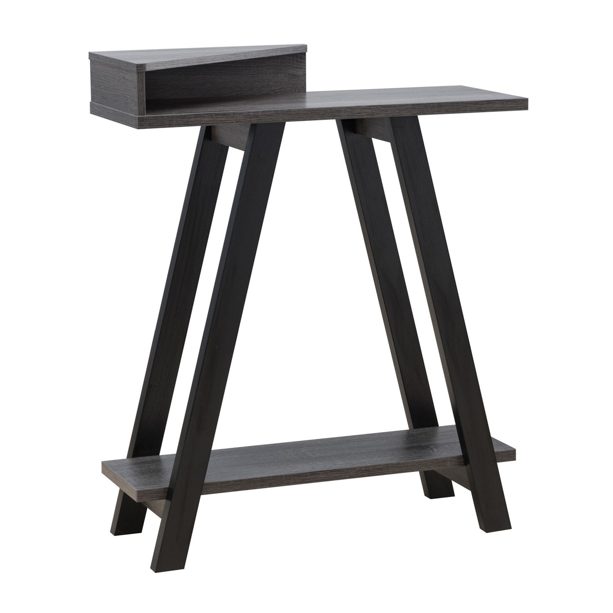 Baki 38 Inch Modern Wood Side Console Table, Corner Compartment, Black