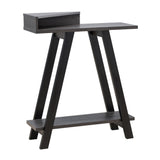 Baki 38 Inch Modern Wood Side Console Table, Corner Compartment, Black