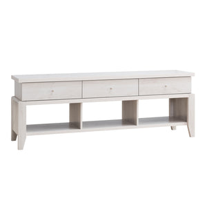 60 Inch Modern Tv Media Entertainment Console, 3 Drawers, Wood, White, Oak