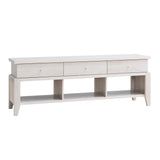 60 Inch Modern Tv Media Entertainment Console, 3 Drawers, Wood, White, Oak