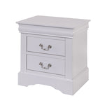 24 Inch Modern Classic Nightstand, 2 Drawers, Drop Handles, Wood, White