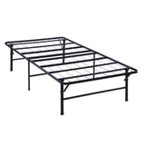 Adel Twin Size Low Profile Bed, Foldable Metal Frame, Black