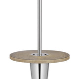 Charlie 61 Inch Modern Floor Lamp, Wood Table, 1 Usb, Glossy, White, Brown