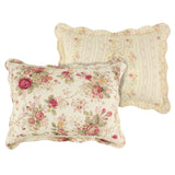 Rosle 3 Piece Queen Bedspread Set, Floral Print, Scalloped, Cream, Pink
