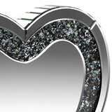 Theo 20 Inch Modern Vanity Table Mirror, Heart, Crystal Trim, Glass, Silver