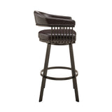 Oliver 26 Inch Modern Counter Stool, Vegan Faux Leather, Swivel, Dark Brown