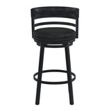 Eva 26 Inch Swivel Counter Stool Chair, Vegan Leather, Curved Back, Black