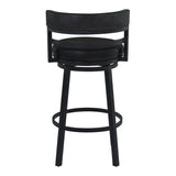 Eva 26 Inch Swivel Counter Stool Chair, Vegan Leather, Curved Back, Black
