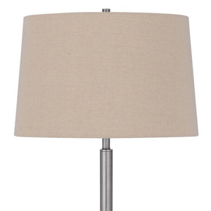 61 Inch Modern Floor Lamp, Glass Tray Table, 1 Usb Port, Antique Silver