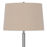 61 Inch Modern Floor Lamp, Glass Tray Table, 1 Usb Port, Antique Silver