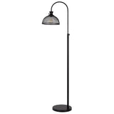61 Inch Modern Floor Lamp, Hanging Mesh Shade, Metal Base, Black