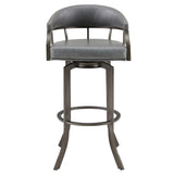 Blake 30 Inch Modern Vegan Faux Leather Bar Stool, Swivel, Metal Legs, Gray