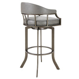 Blake 30 Inch Modern Vegan Faux Leather Bar Stool, Swivel, Metal Legs, Gray