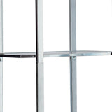 79 Inch Bookcase, Metal Frame, Tempered Glass Shelves, Polished, Silver