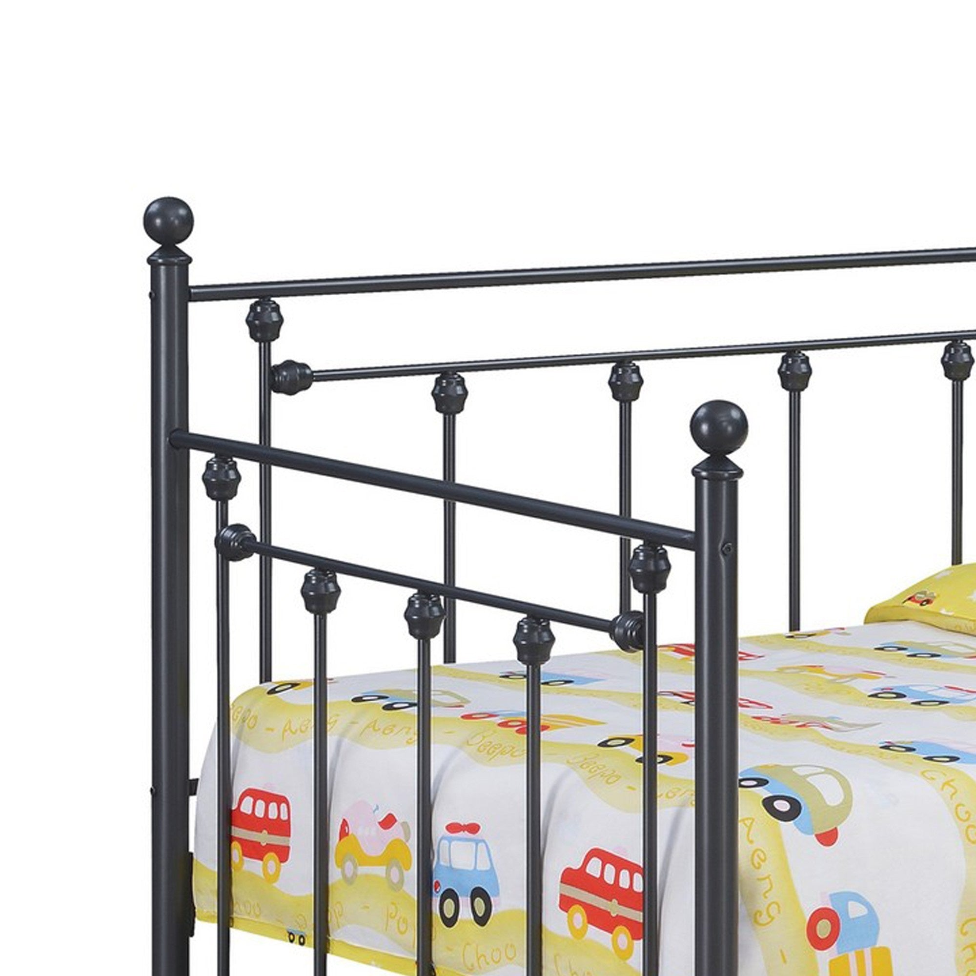 83 Inch Olly Modern Daybed, Pull Out Trundle, Heavy Black Steel Metal Frame