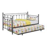 83 Inch Olly Modern Daybed, Pull Out Trundle, Heavy Black Steel Metal Frame