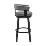 Jack 26 Inch Counter Height Bar Stool, Swivel Chair, Faux Leather, Gray