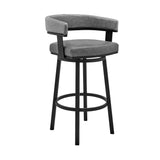 Jack 26 Inch Counter Height Bar Stool, Swivel Chair, Faux Leather, Gray
