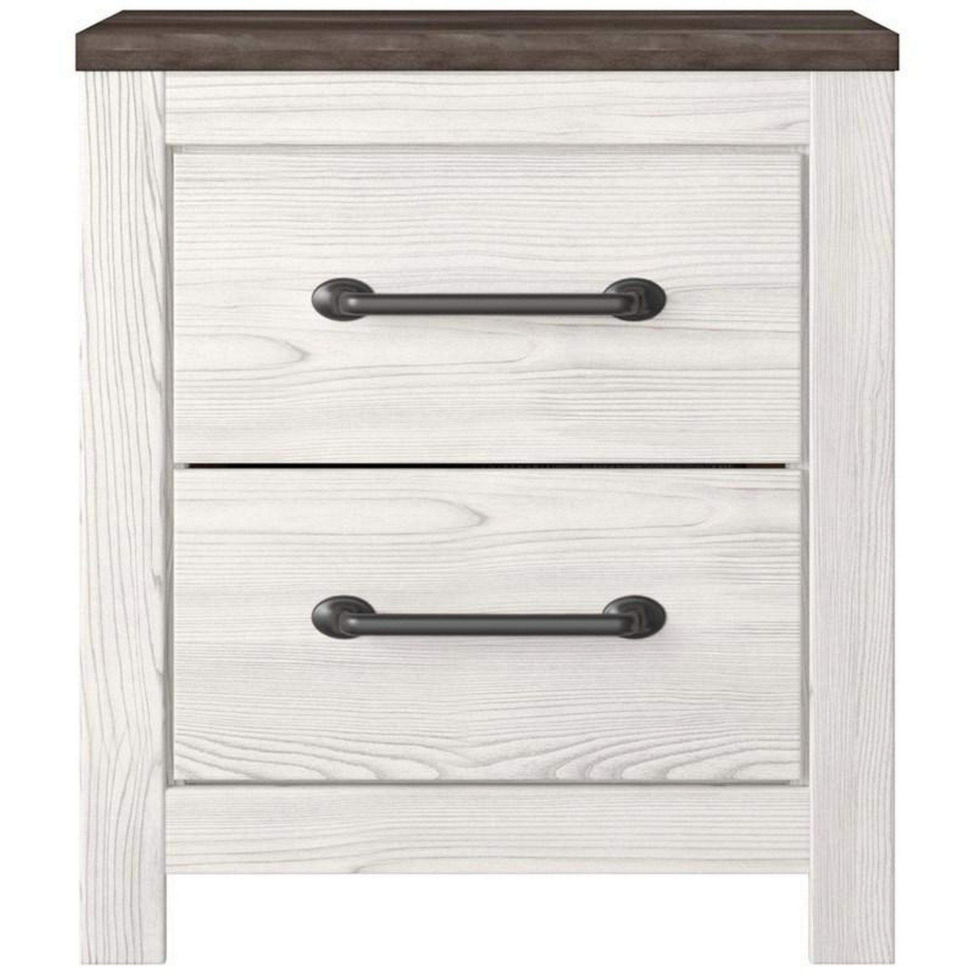 Jule 25 Inch Modern Rustic Wood Nightstand, 2 Tone, Gray Plank Top, White