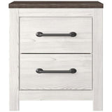Jule 25 Inch Modern Rustic Wood Nightstand, 2 Tone, Gray Plank Top, White