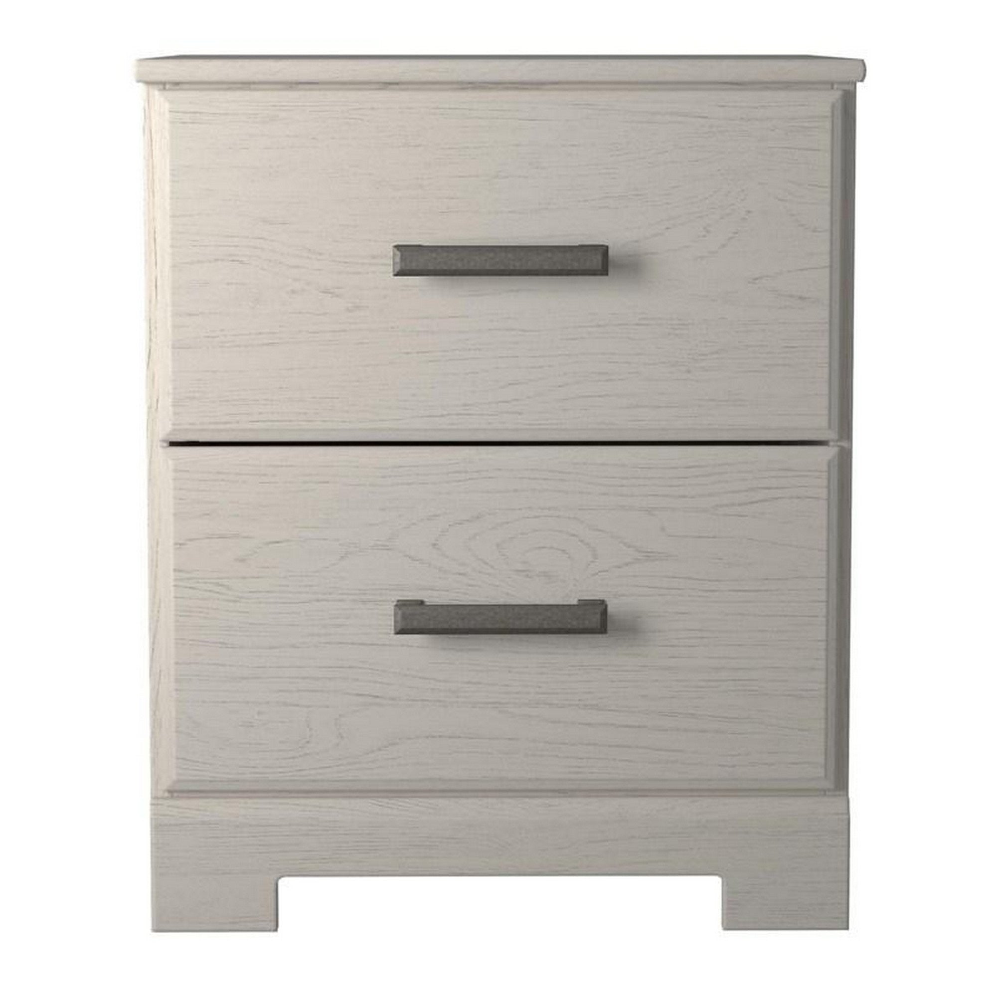 24 Inch Modern Rustic Composite Wood Nightstand, 2 Drawers, Oak White