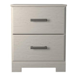 24 Inch Modern Rustic Composite Wood Nightstand, 2 Drawers, Oak White
