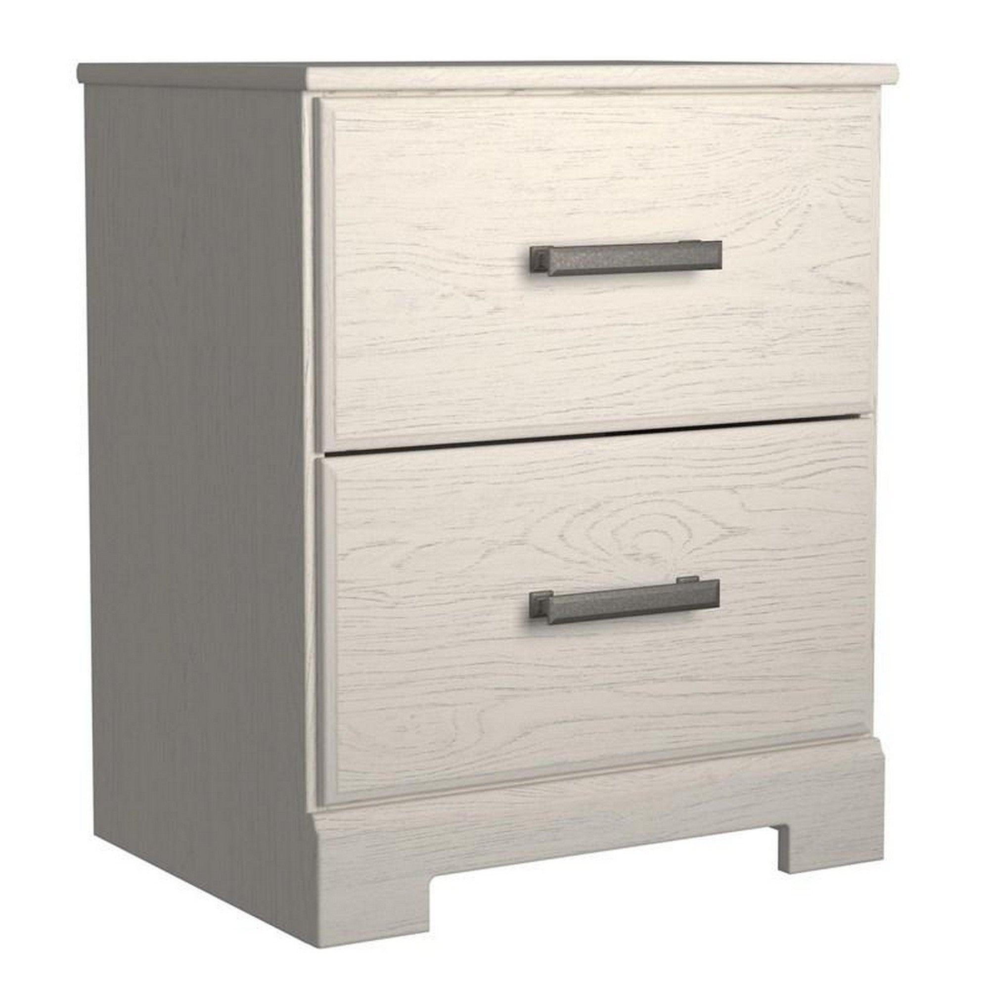 24 Inch Modern Rustic Composite Wood Nightstand, 2 Drawers, Oak White