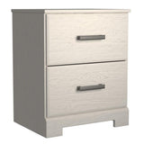 24 Inch Modern Rustic Composite Wood Nightstand, 2 Drawers, Oak White