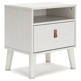 Luna 22 Inch Wood Nightstand, 1 Drawer, Faux Leather Knobs, White Finish