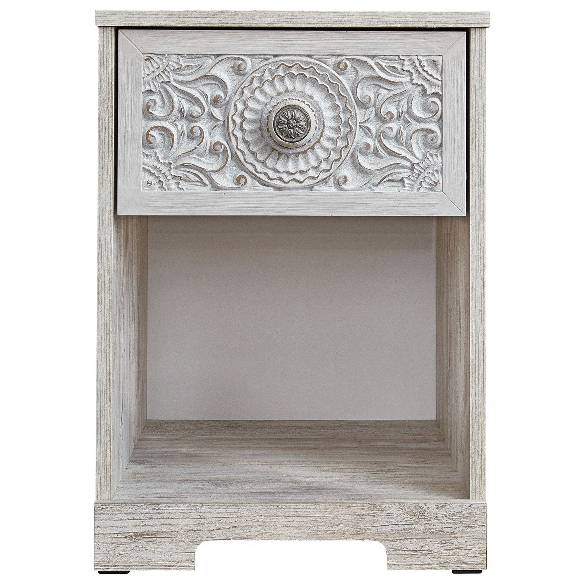 Nate 22 Inch Classic Nightstand, 1 Compartment, 1 Drawer, Antique White