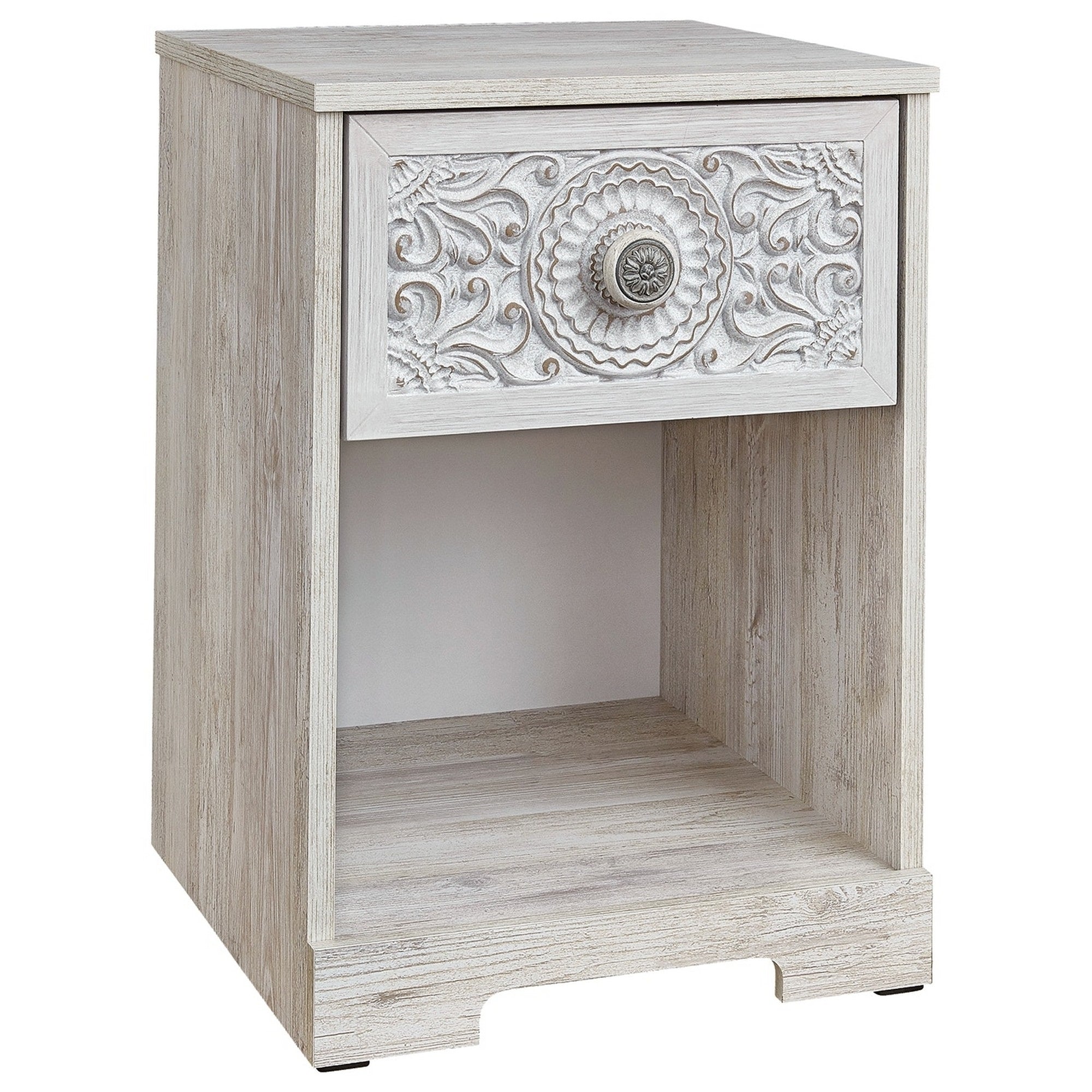 Nate 22 Inch Classic Nightstand, 1 Compartment, 1 Drawer, Antique White