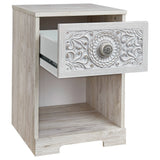 Nate 22 Inch Classic Nightstand, 1 Compartment, 1 Drawer, Antique White
