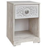 Nate 22 Inch Classic Nightstand, 1 Compartment, 1 Drawer, Antique White