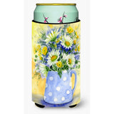 Caroline'S Treasures Blue And Yellow Flowers By Maureen Benfield Tall Boy Koozie Hugger, Multicolor