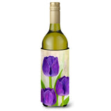 Caroline'S Treasures Purple Tulips By Maureen Benfield Wine Bottle Koozie Hugger, 750Ml, Multicolor