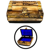 Bone Box W/Brass Trim & Purple Velvet