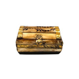 Bone Box W/Brass Trim & Purple Velvet