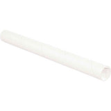 Mailing Tubes With Caps 2 Dia. X 26L 0.06 Thick White 50/Pack