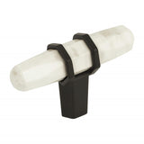 Carrione 2-1/2 In (64 Mm) Length Marble White/Black Bronze Cabinet Knob